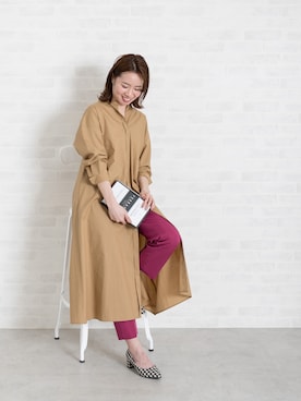 「NATURAL BEAUTY BASIC（ナチュラルビューティーベーシック）のアイテム（シャツワンピース）」を使った、NBB STAFF17さん（レディース・160cm）の春コーディネート