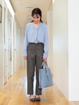 「ツイードパンツ」｜「アイテム（パンプス）」を使った、NBB STAFF17さん（レディース・160cm）の秋コーディネート