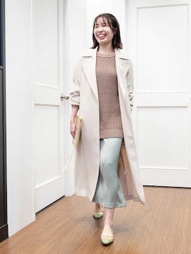 「NATURAL BEAUTY BASIC（ナチュラルビューティーベーシック）のアイテム（ステンカラーコート）」を使った、NBB STAFF17さん（レディース・160cm）の春コーディネート