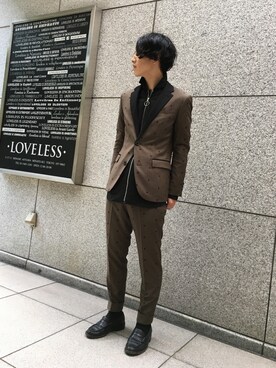 「Education from Youngmachines（エデュケーションフロムヤングマシーン）のアイテム（テーラードジャケット）」を使った、佐伯さん（メンズ・170cm）の秋コーディネート