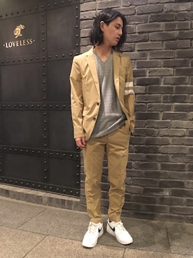 「パイル」｜「アイテム（ジャケット/アウター）」を使った、佐伯さん（メンズ・170cm）の春コーディネート