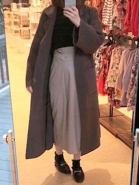 「Doux archives（ドゥアルシーヴ）のアイテム（ノーカラーコート）」を使った、みーるさん（レディース・161cm）の春コーディネート