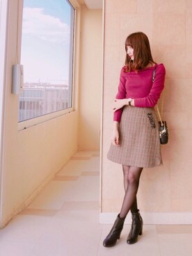ニット セーターを使った ベリーピンク の人気ファッションコーディネート Wear