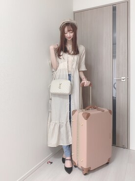 スーツケース キャリーバッグ ピンク系 を使った人気ファッションコーディネート 年齢 25歳 29歳 Wear