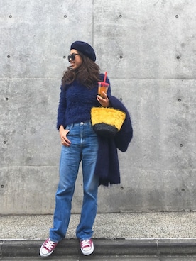 「BLACK BY MOUSSY（ブラックバイマウジー）のアイテム（その他アウター）」を使った、naaaamiさん（レディース・158cm）の冬コーディネート