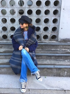 「BLACK BY MOUSSY（ブラックバイマウジー）のアイテム（その他アウター）」を使った、naaaamiさん（レディース・158cm）の冬コーディネート