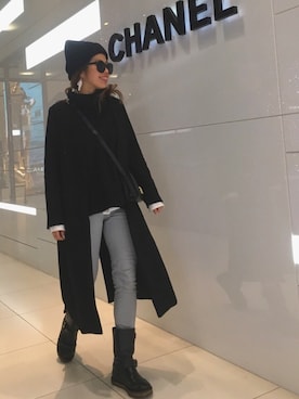 「TODAYFUL（トゥデイフル）のアイテム（ステンカラーコート）」を使った、naaaamiさん（レディース・158cm）の冬コーディネート