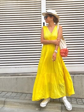 「interstaple（インターステイプル）のアイテム（ピアス（両耳用））」を使った、naaaamiさん（レディース・158cm）の夏コーディネート