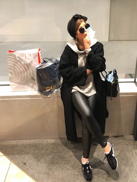 「ヘアバンド」｜「アイテム（ステンカラーコート）」を使った、naaaamiさん（レディース・158cm）の春コーディネート
