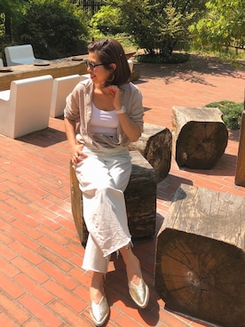 「TODAYFUL（トゥデイフル）のベンドフレームピアス（ピアス（両耳用））」を使った、naaaamiさん（レディース・158cm）の春コーディネート