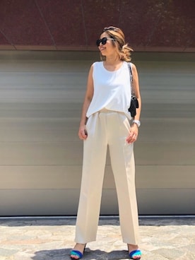 「My shawty（ﾏｲｼｬｳﾃｨｰ）のアイテム（その他パンツ）」を使った、naaaamiさん（レディース・158cm）の夏コーディネート