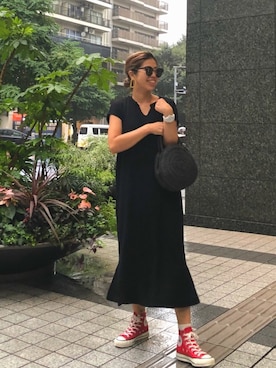 「TODAYFUL（トゥデイフル）のベンドフレームピアス（ピアス（両耳用））」を使った、naaaamiさん（レディース・158cm）の夏コーディネート