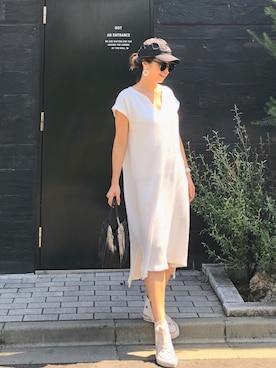 「RED CHOP WORKS（レッドチョップワークス）のアイテム（ワンピース/ドレス）」を使った、naaaamiさん（レディース・158cm）の夏コーディネート