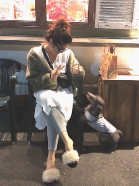 「RED CHOP WORKS（レッドチョップワークス）のアイテム（ワンピース/ドレス）」を使った、naaaamiさん（レディース・158cm）の秋コーディネート