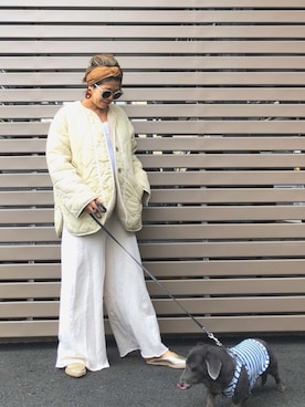 「ヘアバンド」｜「アイテム（ノーカラージャケット）」を使った、naaaamiさん（レディース・158cm）の春コーディネート