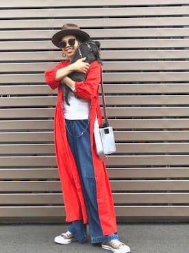 「アイテム（ヘアゴム、ホワイト系）」を使った、naaaamiさん（レディース・158cm）の春コーディネート