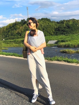 「アイテム（ヘアゴム、ホワイト系）」を使った、naaaamiさん（レディース・158cm）の夏コーディネート