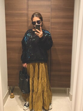 「アイテム（ヘアゴム、ホワイト系）」を使った、naaaamiさん（レディース・158cm）の秋コーディネート
