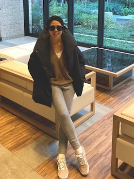 「BLACK BY MOUSSY（ブラックバイマウジー）のアイテム（ジャケット/アウター）」を使った、naaaamiさん（レディース・158cm）の冬コーディネート