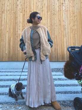 「RED CHOP WORKS（レッドチョップワークス）のアイテム（ジャケット/アウター）」を使った、naaaamiさん（レディース・158cm）の冬コーディネート