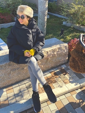「BLACK BY MOUSSY（ブラックバイマウジー）のアイテム（ジャケット/アウター）」を使った、naaaamiさん（レディース・158cm）の冬コーディネート