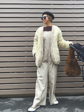 「URBAN RESEARCH Sonny Label（アーバンリサーチサニーレーベル）のアイテム（サロペット/オーバーオール）」を使った、naaaamiさん（レディース・158cm）の冬コーディネート