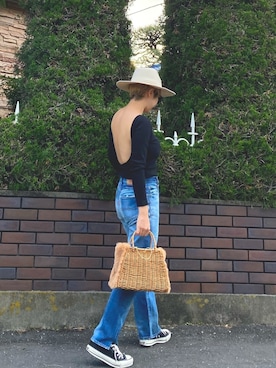 「ウエストイン」｜「アイテム（帽子）」を使った、naaaamiさん（レディース・158cm）の春コーディネート
