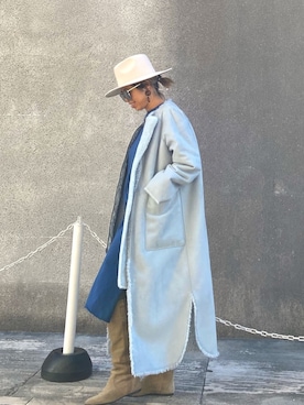 「ハット」｜「アイテム（ムートンコート）」を使った、naaaamiさん（レディース・158cm）の秋コーディネート