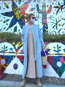 「Ameri（アメリ）のアイテム（ムートンコート）」を使った、naaaamiさん（レディース・158cm）の冬コーディネート