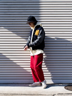 「クリスマス」｜「アイテム（スタジャン）」を使った、ザッパさん（メンズ・173cm）の冬コーディネート