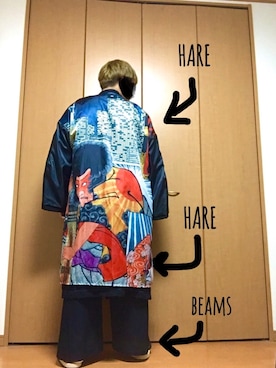 「HARE（ハレ）のアイテム（その他アウター）」を使った、カオナシさん（メンズ・171cm）の春コーディネート