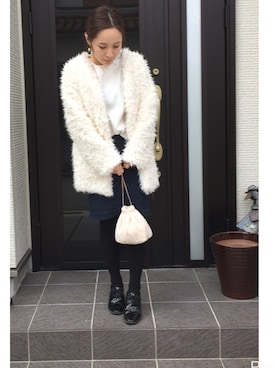「ファー巾着」｜chiiiiiiichanさん（レディース・150cm）の冬コーディネート