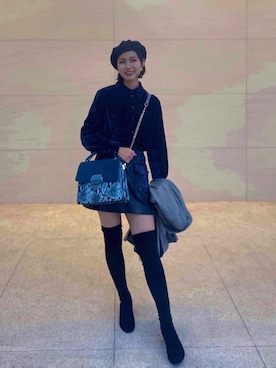 「ZARA（ザラ）のアイテム（ショルダーバッグ、ブルー系）」を使った、jerooo0617さん（レディース・164cm）の春コーディネート