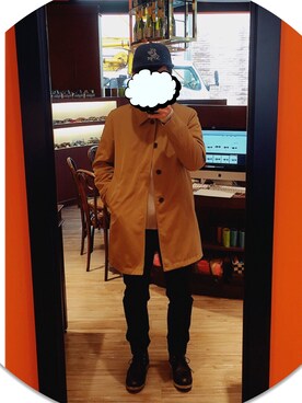 「アイテム（ステンカラーコート）」を使った、ともやんさん（メンズ・169cm・10代）の冬コーディネート