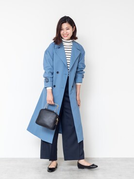 「NATURAL BEAUTY BASIC（ナチュラルビューティーベーシック）のアイテム（トレンチコート）」を使った、NBB STAFF16さん（レディース・166cm）の秋コーディネート