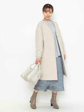 「NATURAL BEAUTY BASIC（ナチュラルビューティーベーシック）のアイテム（ステンカラーコート）」を使った、NBB STAFF16さん（レディース・165cm）の秋コーディネート