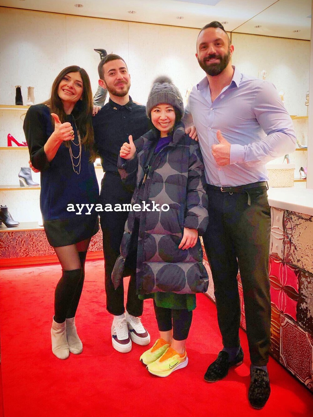 「CA4LA、Nikezoom、ユニクロマリメッコ、Christian Louboutin ROMA、Christian Louboutin、クリスチャンルブタン、ルブタン、春節2020はイタリア旅行へ、イタリア、Roma」｜「CA4LAのEX WINTER（ニットキャップ/ビーニー、グレー系）」を使った、ayyaaamekkoさん（レディース・150cm）の夏コーディネートの1枚目の写真