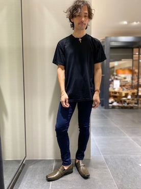 「アイテム（ローファー、グリーン系）」を使った、matsudaさん（メンズ・175cm）の夏コーディネート