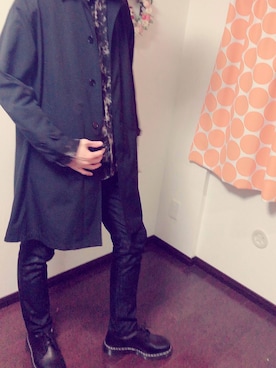 「semantic design（セマンティックデザイン）のアイテム（デニムパンツ）」を使った、naomin1010さん（メンズ・189cm）の冬コーディネート
