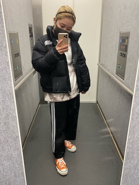 「ザノースフェイス」｜「アイテム（スウェット）」を使った、a y aさん（レディース・146cm）の冬コーディネート