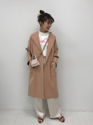 【1度着用のみ美品】 スピックアンドスパン ダブルクロスノーカラーコート Spick & Span（スピックアンドスパン）の「ダブルクロスノーカラー