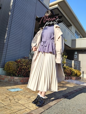 「apres jour（アプレジュール）のアイテム（トレンチコート）」を使った、おむずしさん（レディース・158cm）の春コーディネート
