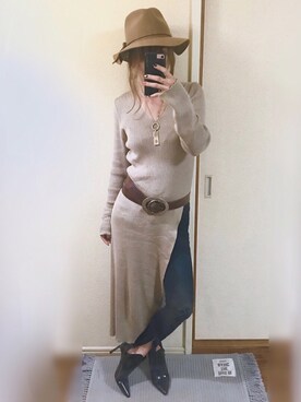 「ハット」｜「アイテム（ブーティ）」を使った、harunaさん（レディース・154cm）の秋コーディネート