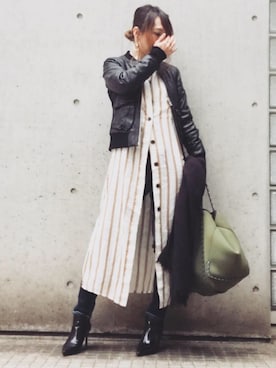 「DOMA（ドマ）のアイテム（ジャケット/アウター）」を使った、harunaさん（レディース・154cm）の春コーディネート