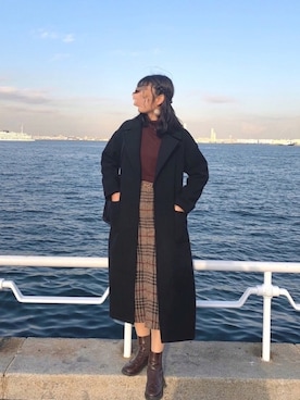 「横浜」｜「アイテム（その他アウター）」を使った、soraさん（レディース・172cm）の冬コーディネート