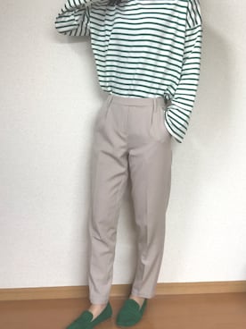 「アイテム（ローファー、グリーン系）」を使った、chiiiさん（レディース・165cm）の春コーディネート