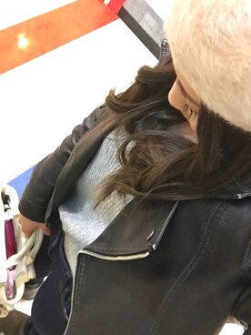 「きょうだい」｜「アイテム（ライダースジャケット）」を使った、cbykさん（レディース・155cm）の冬コーディネート