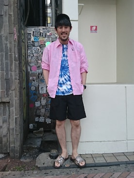 「is-ness（イズネス）のアイテム（サンダル）」を使った、naouさん（メンズ・182cm）の春コーディネート