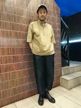 「Blundstone（ブランドストーン）のBlundstone/ブランドストーン　ｻｲﾄﾞｺﾞｱﾌﾞｰﾂ Men's（ブーツ）」を使った、naouさん（メンズ・182cm）の夏コーディネート