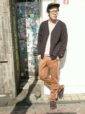 「AlexanderLeeChang（アレキサンダーリーチャン）のアイテム（キャップ）」を使った、naouさん（メンズ・182cm）の冬コーディネート